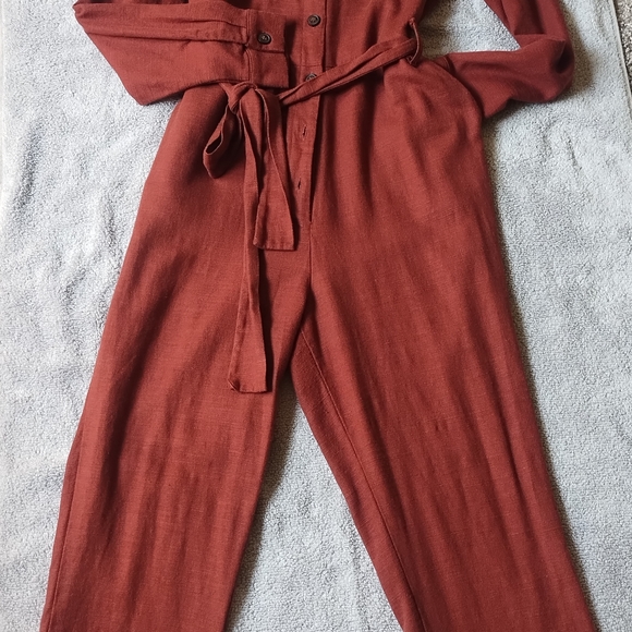 Rust Button-Up Jumpsuit - Picture 3 of 10